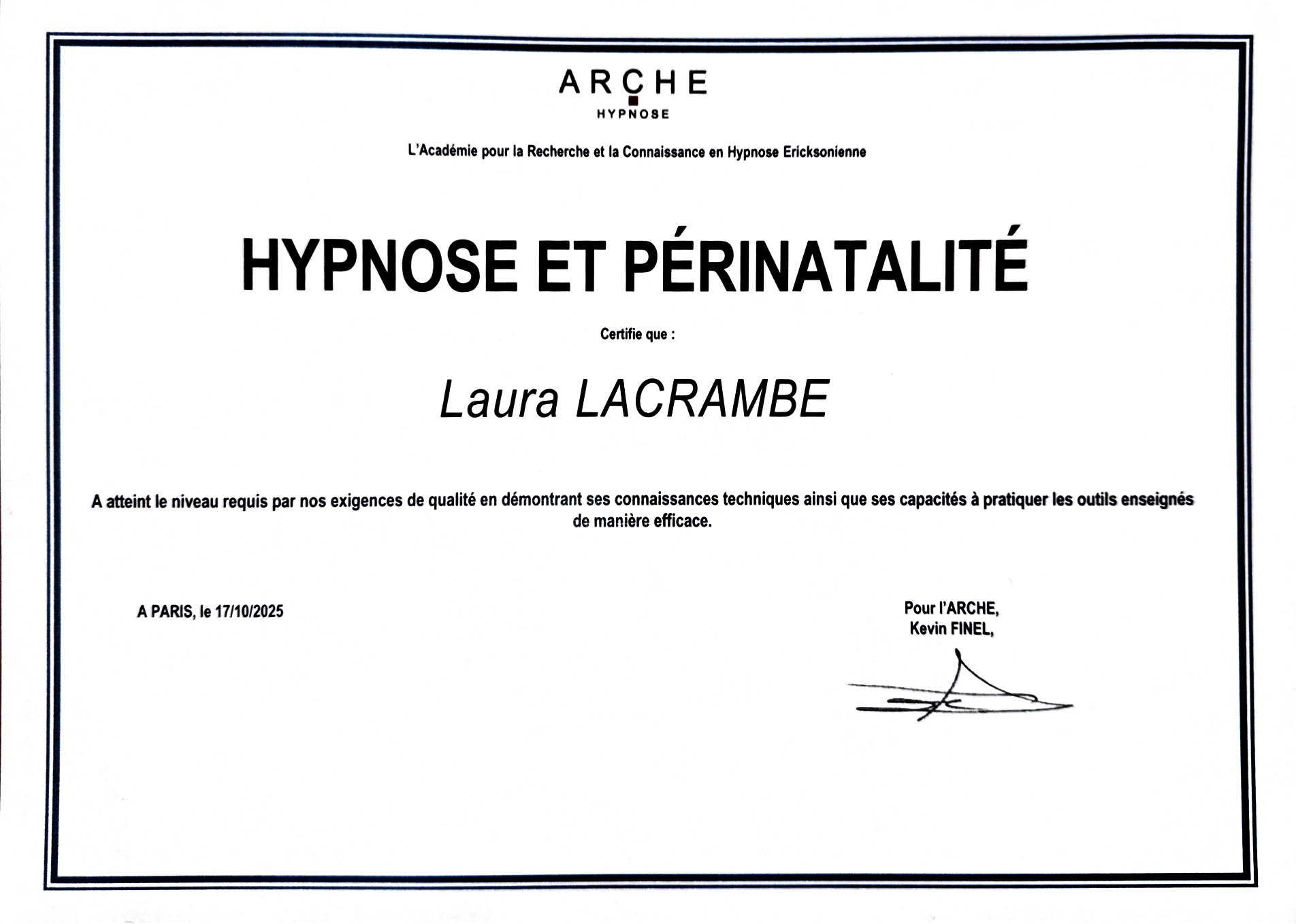 certificat hypnose perinatalite