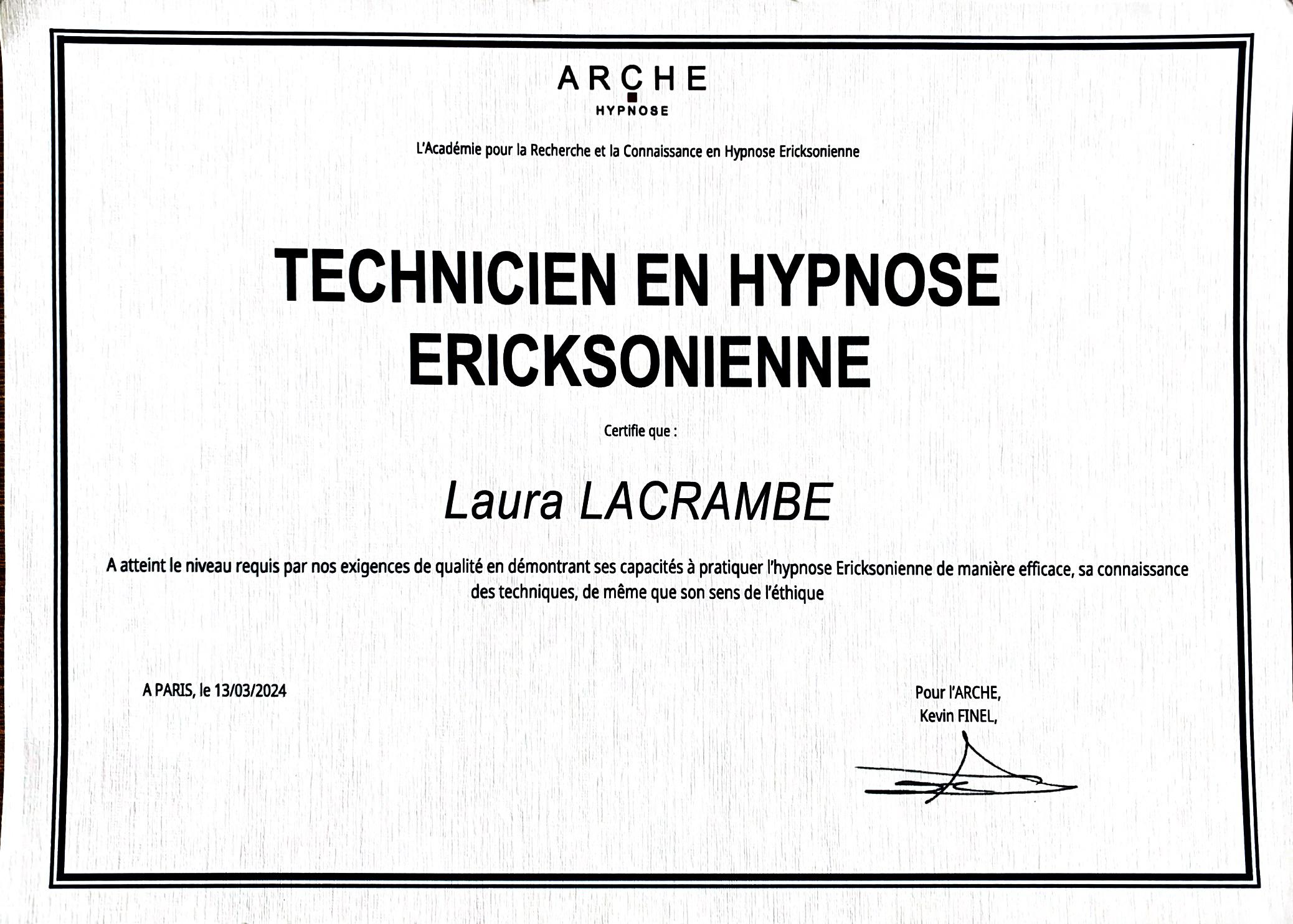 certificat technicien hypnose